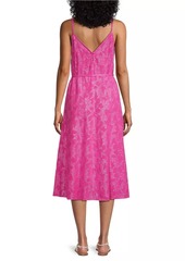 Milly Shimmer Floral Tie-Waist Jacquard Slipdress