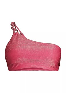 Milly Shimmer O-Ring One-Shoulder Bikini Top
