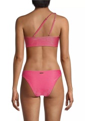 Milly Shimmer O-Ring One-Shoulder Bikini Top