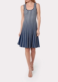 Milly Stripe Fit & Flare Dress In Navy And White