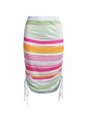 Milly Striped Ruched Cover-Up Skirt
