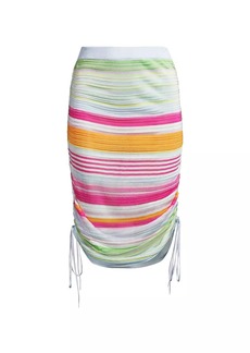 Milly Striped Ruched Cover-Up Skirt