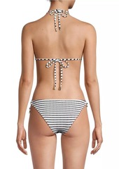 Milly Striped Textured Ring Triangle Bikini Top
