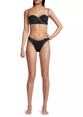 Milly Studded Mid-Rise Bikini Bottom