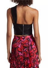 Milly Twist Faux Leather One-Shoulder Top