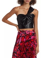 Milly Twist Faux Leather One-Shoulder Top