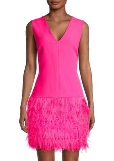 Milly Veronica Ostrich Feather Cady Mini Dress