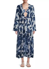 Milly Vince Ocean Puzzle Chiffon Cover-Up Robe