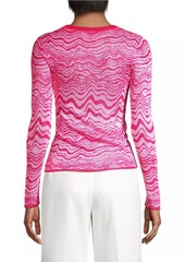 Milly Wavy Jacquard Crewneck Sweater