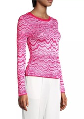 Milly Wavy Jacquard Crewneck Sweater