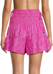 Milly Wendy Heart Cotton-Blend Jacquard Smocked Shorts