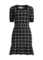 Milly Windowpane Jacquard Mini A-Line Dress