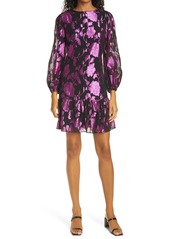 Milly Metallic Floral Organza Shift Dress in Black/Pink at Nordstrom