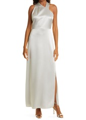 Milly Taryn Hammered Satin Gown in Silver at Nordstrom