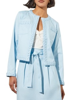 Ming Wang Braided Trim Open Front Jacket