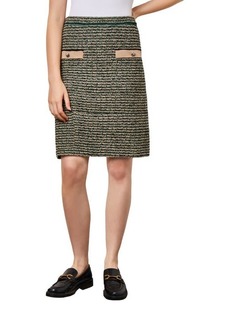 Ming Wang Contrast Detail Tweed Pencil Skirt