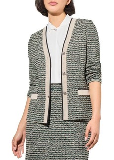Ming Wang Contrast Trim Tweed Jacket