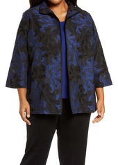 Ming Wang Floral Jacquard Brocade Jacket (Plus Size)