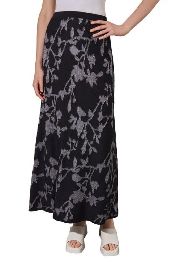 Ming Wang Floral Jacquard Maxi Skirt