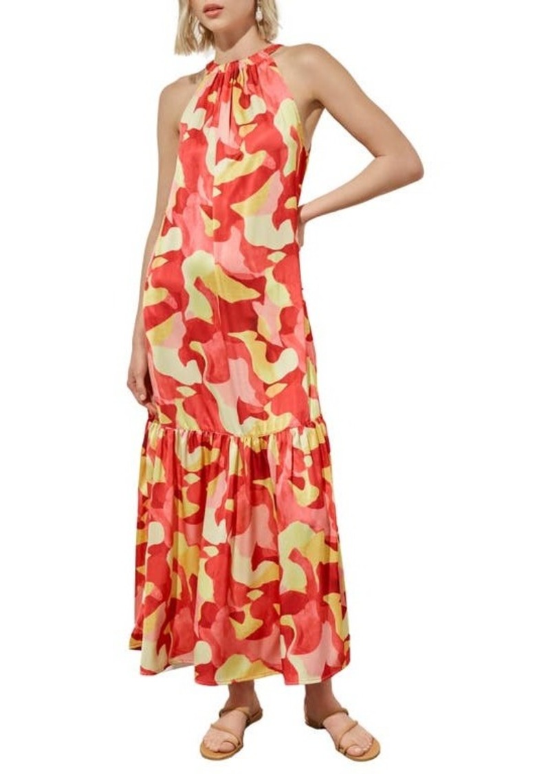 Ming Wang Floral Sleeveless Ruffle Hem Maxi Dress