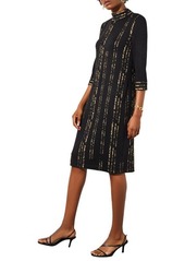 Ming Wang Metallic Stripe Knit Shift Dress