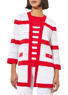Ming Wang Rib Stripe Sheer Jacket