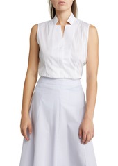 Ming Wang Sleeveless Cotton Blend Blouse in White at Nordstrom Rack