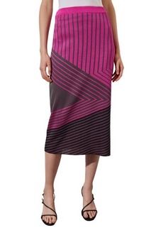Ming Wang Stripe Jacquard Midi Skirt