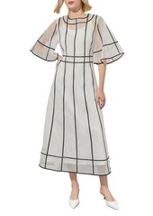 Ming Wang Stripe Organza Midi Dress