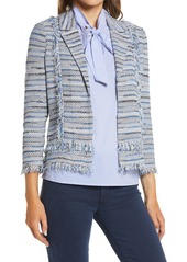 Ming Wang Stripe Tweed Knit Jacket