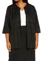 Ming Wang Stud Open Front Jacket in Black at Nordstrom