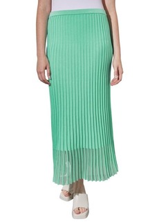 Ming Wang Textured Stripe Sheer Hem Midi Skirt