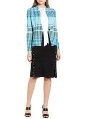 Ming Wang Colorblock Houndstooth Knit Jacket in Bahama/Multi at Nordstrom