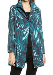 Women's Ming Wang Tropical Print Double Collar Long Jacket