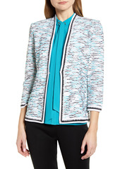 Ming Wang Tweed Stripe Knit Jacket in Bahama/Black/White at Nordstrom