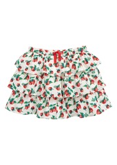 Girl's Mini Boden Kids' Strawberry Print Tiered Ruffle Skirt