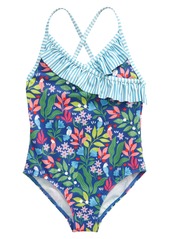 Girl's Mini Boden Kids' Wrap Front One-Piece Swimsuit