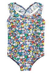 Infant Girl's Mini Boden Frilly Floral One-Piece Swimsuit