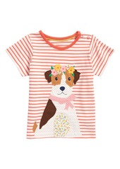 Infant Girl's Mini Boden Puppy Applique Stripe T-Shirt