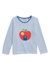 Mini Boden Apple Appliqué Stripe Tee (Toddler Girls)