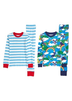 Mini Boden Boden 2-Pack Assorted Two-Piece Fitted Pajamas in Blue Rainbow Dragon at Nordstrom