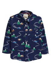 Mini Boden Festive Print Brushed Flannel Button-Up Shirt