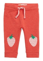 Mini Boden Fun Appliqué Patch Pants in Peach Melba Strawberries at Nordstrom