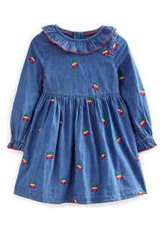 Mini Boden Holiday Embroidered Festive Chambray Dress