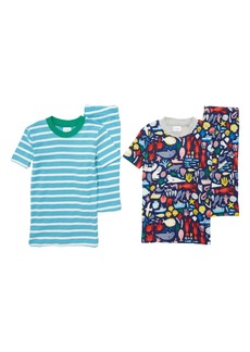 Mini Boden Kids' 2-Pack Assorted Two-Piece Fitted Pajamas in College Navy Nautical Friends at Nordstrom
