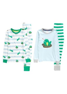 Mini Boden Kids' 2-Pack Fitted Two-Piece Pajamas in Surf Frog at Nordstrom