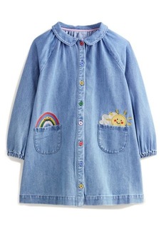 Mini Boden Kids' Appliqué Long Sleeve Denim Shirtdress