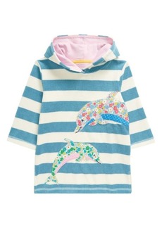 Mini Boden Kids' Appliqué Terry Cloth Hooded Cover-Up