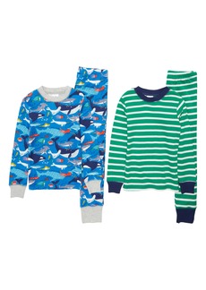 Mini Boden Kids' Assorted 2-Pack Two-Piece Fitted Pajamas in Bold Blue Underwater at Nordstrom