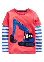 Mini Boden Kids' Bouclé Digger Mock Neck Cotton Graphic T-Shirt